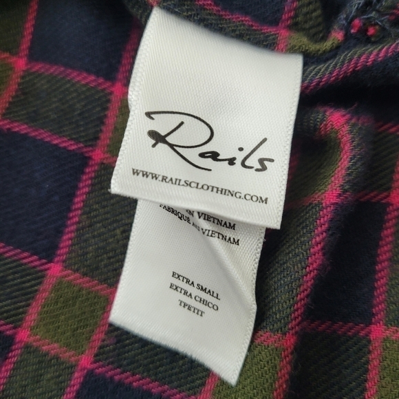 Rails Andie Plaid Button Down Shirt Size Extra Small in Navy Olive Fus… - Picture 9 of 16